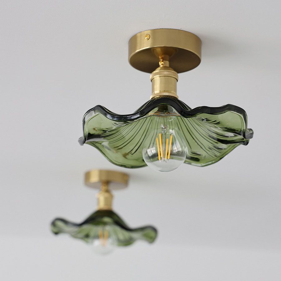 Plafonnier en Verre en Forme d’Hibiscus