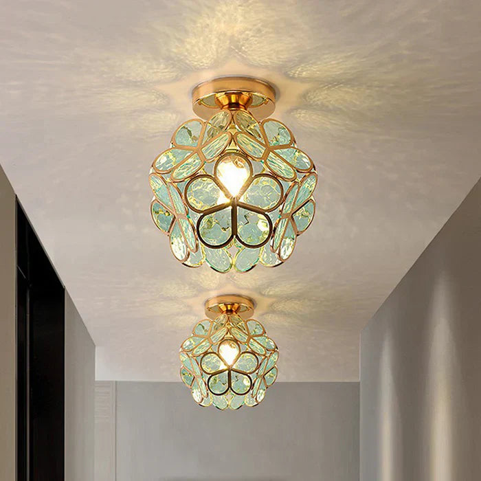 Plafonnier en Verre au Style Floral