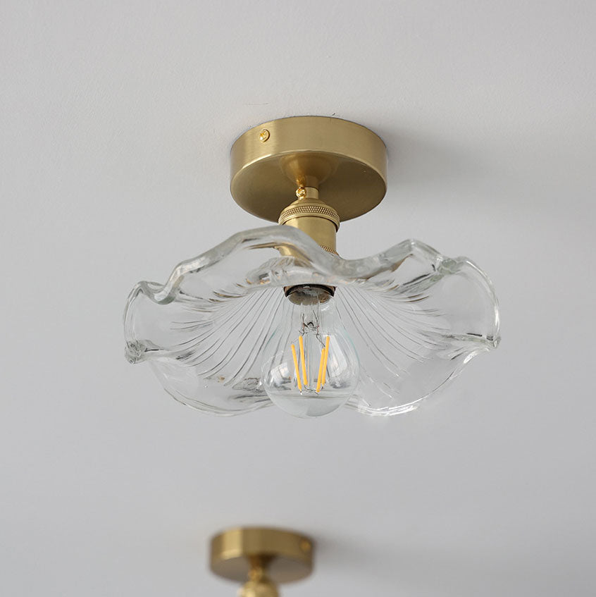 Plafonnier en Verre en Forme d’Hibiscus