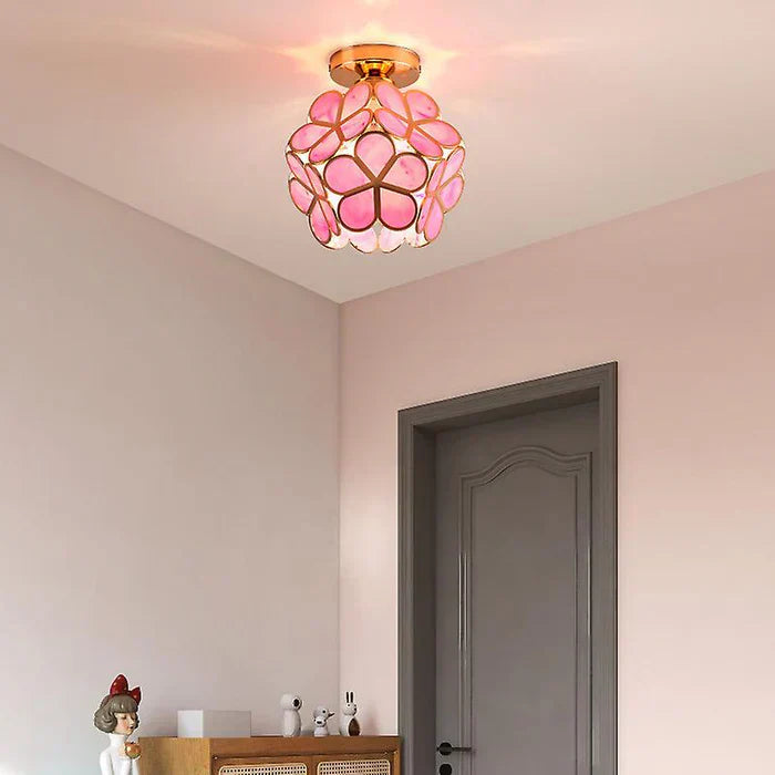 Plafonnier en Verre au Style Floral