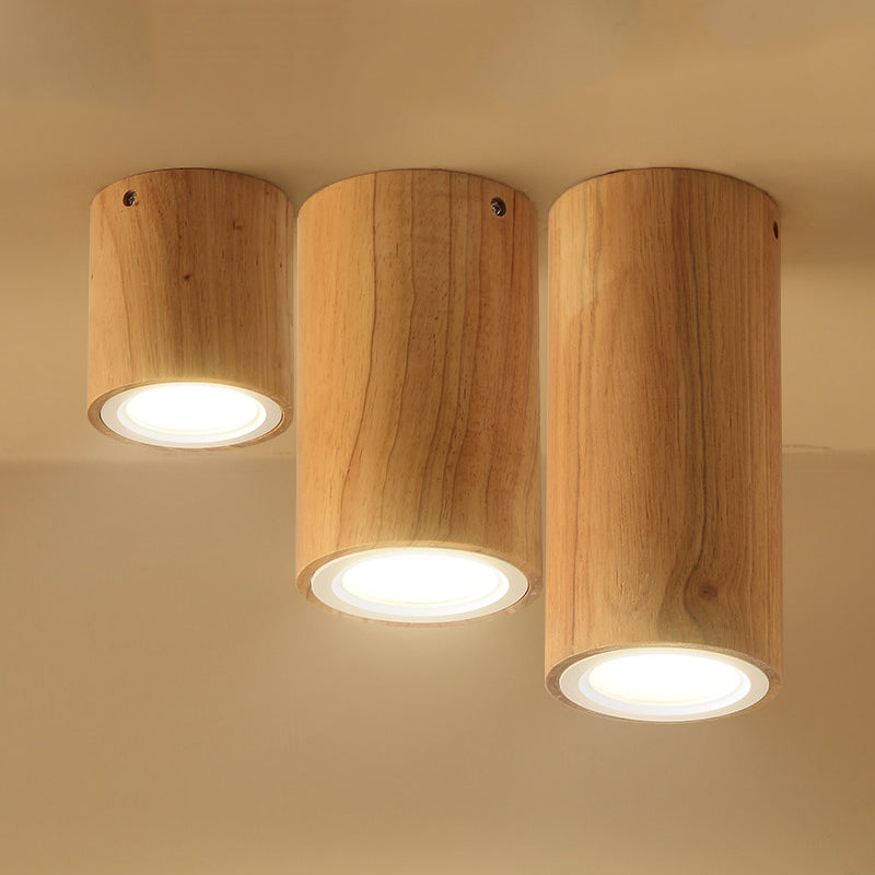 Suspension Cylindrique Asiatique en Bois