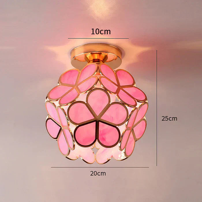 Plafonnier en Verre au Style Floral