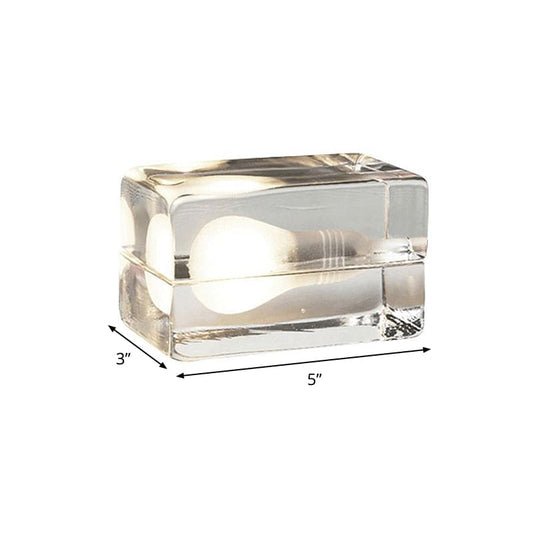 Lampe de Table Minimaliste avec Cube en Verre Transparent