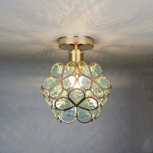 Plafonnier en Verre au Style Floral