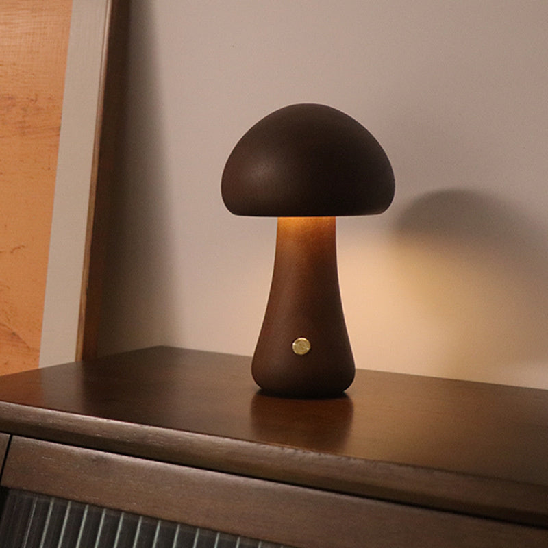 Lampe Champignon en Bois Naturel