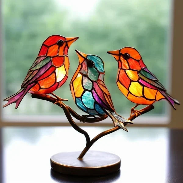 Lampe oiseau en verre faite à la main