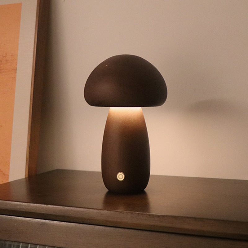 Lampe Champignon en Bois Naturel