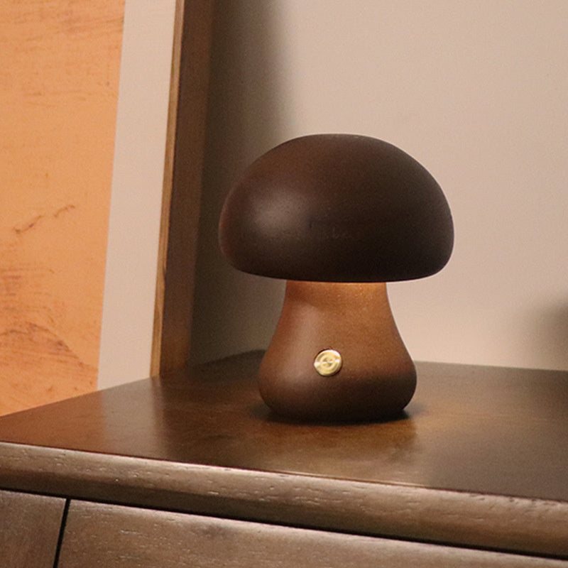 Lampe Champignon en Bois Naturel