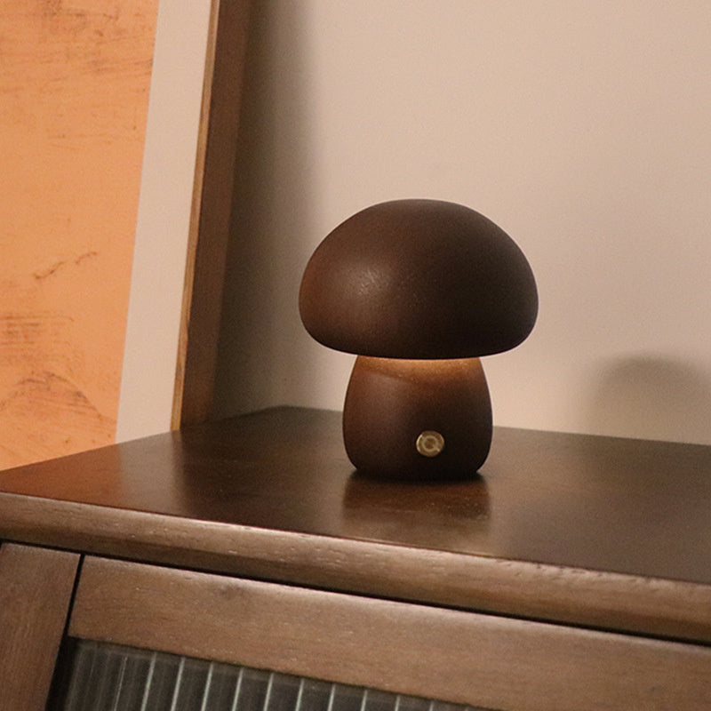 Lampe Champignon en Bois Naturel