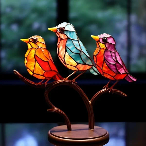 Lampe oiseau en verre faite à la main