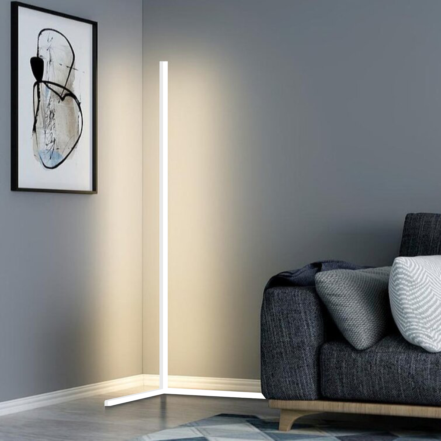 Lampadaire LED d'angle au design épuré