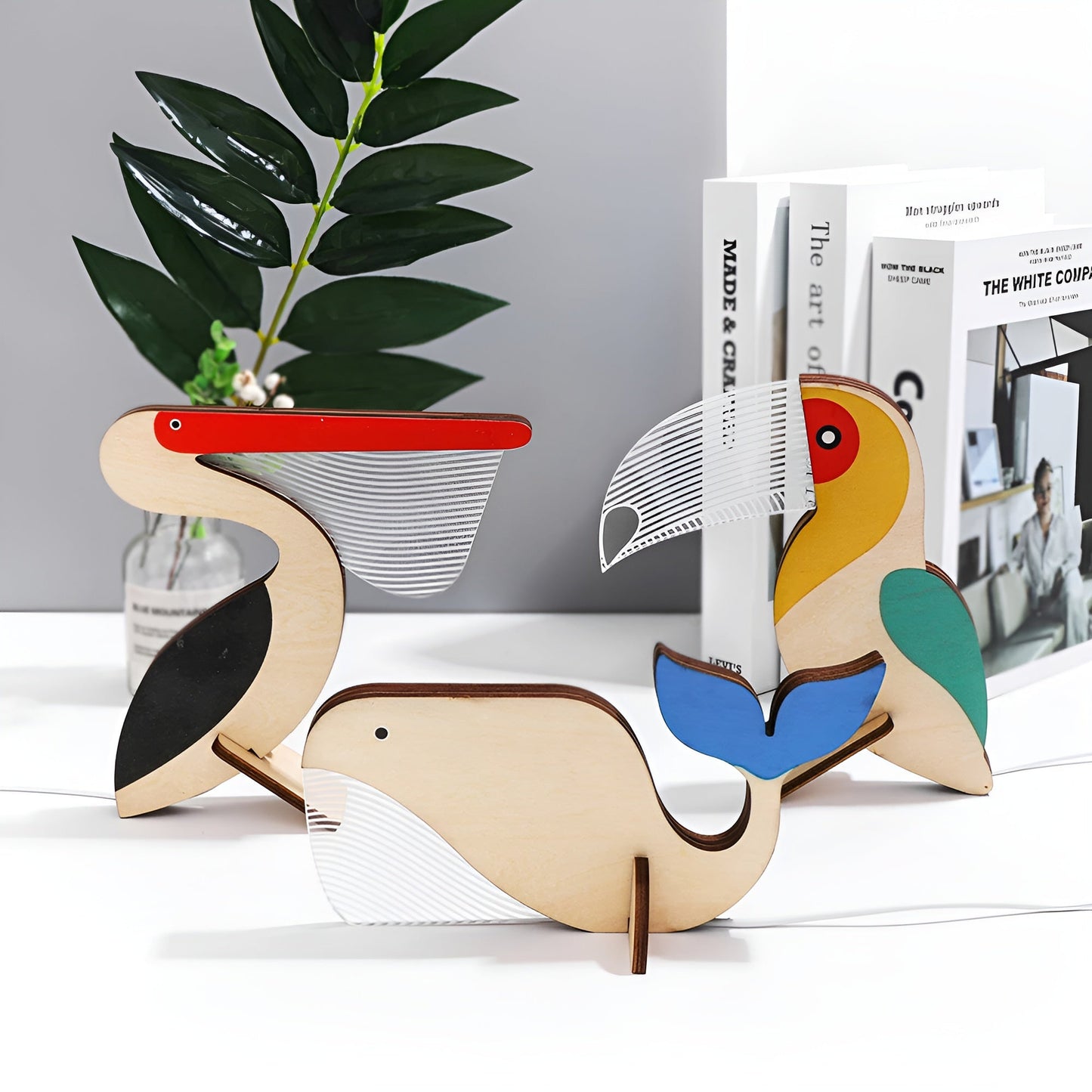 Lampe de Table LED Animale en Bois