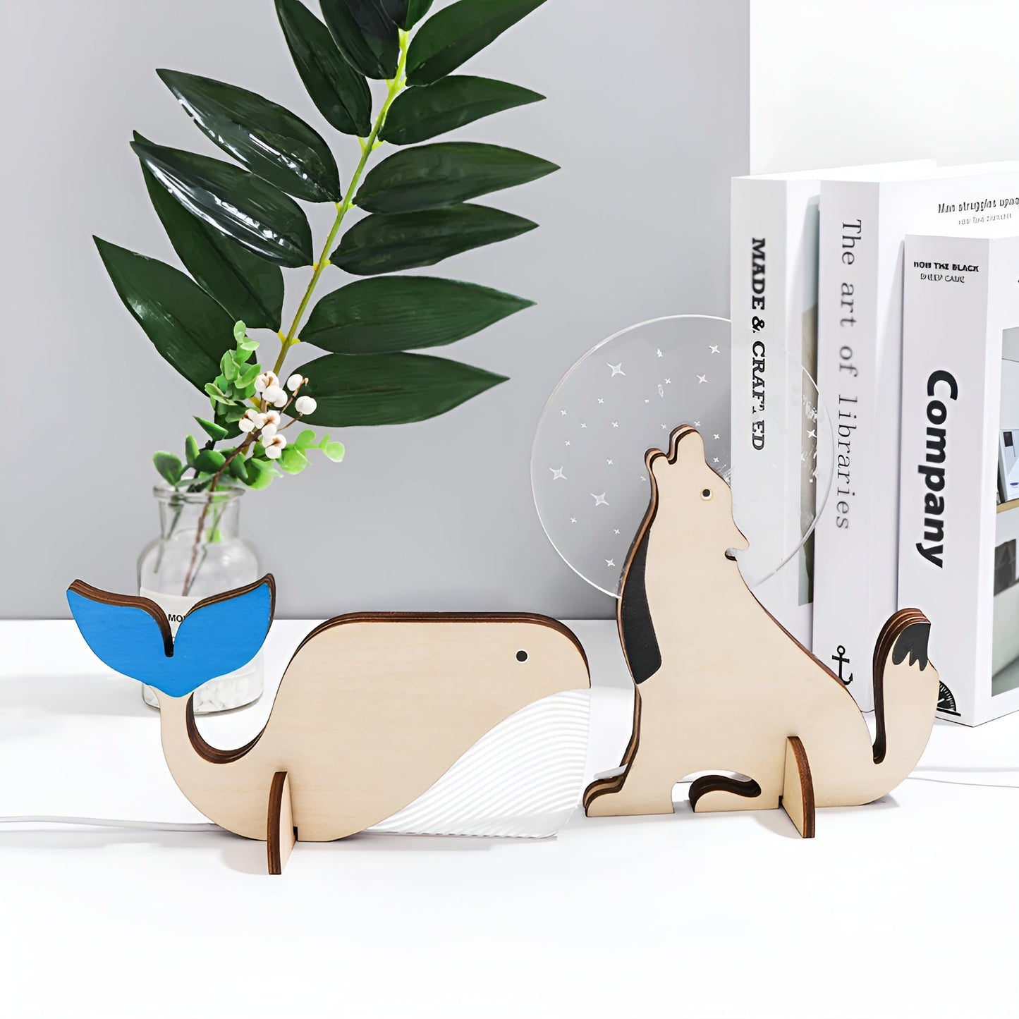 Lampe de Table LED Animale en Bois