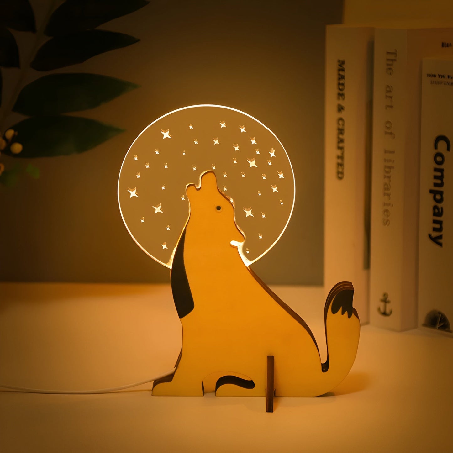 Lampe de Table LED Animale en Bois