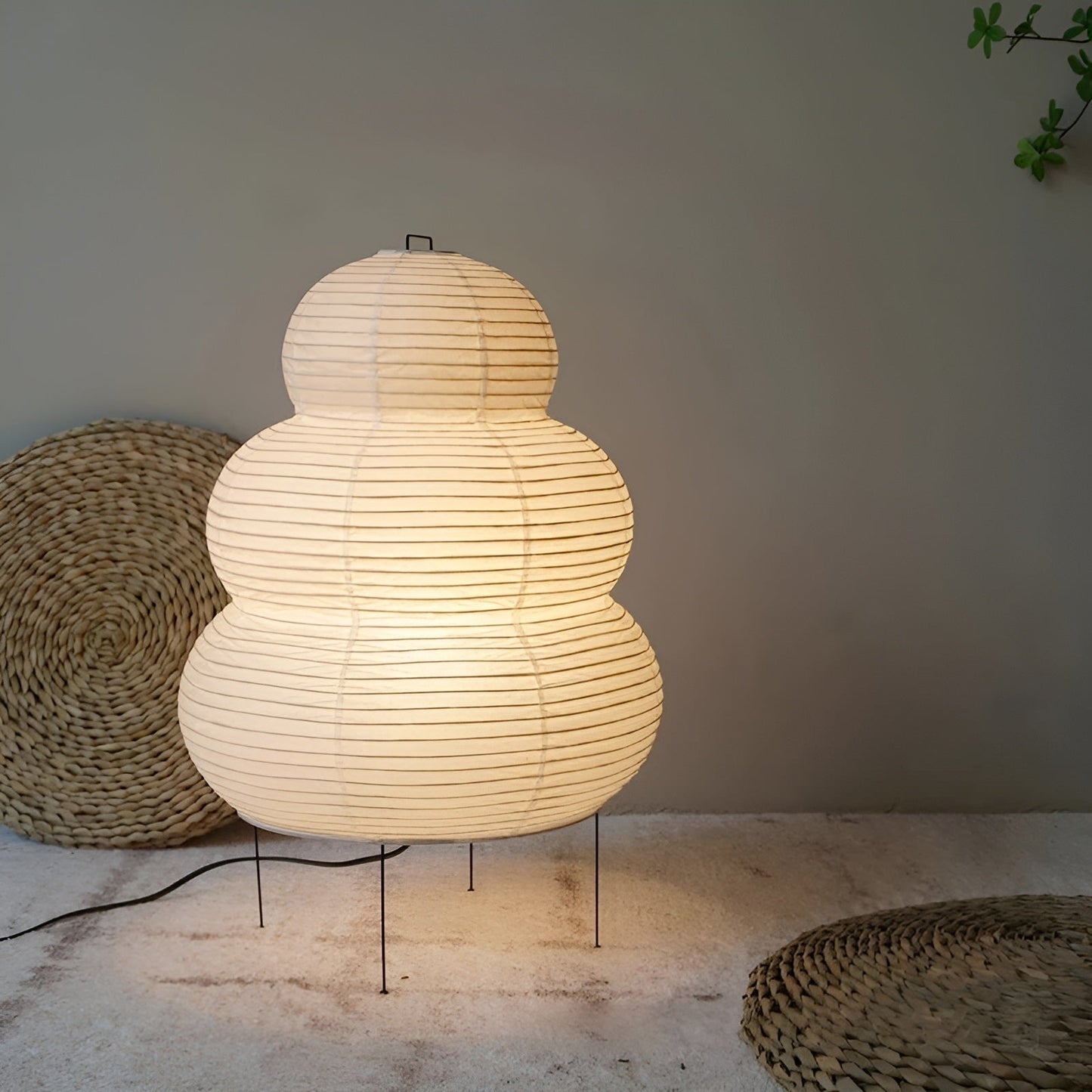 Lampe de Sol en Papier de Riz Naturelle